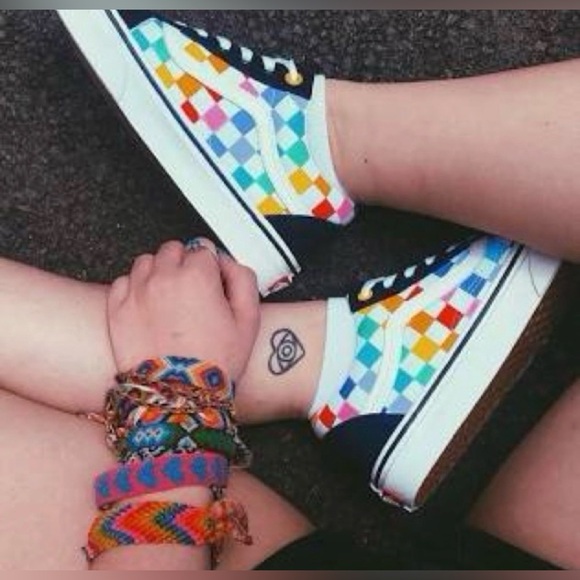 Vans Shoes - VANS Off The Wall Old Skool Rainbow Pride Checkerboard Lace Up Skater Sneakers